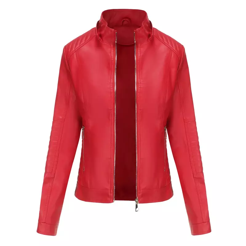 여성용 후드 PU 재킷 모자 탈착식 방풍 상의, 밝은 빨간색 패션 캐주얼 가죽 코트, 블랙 블루 커피 카키 핑크 S-XXXL