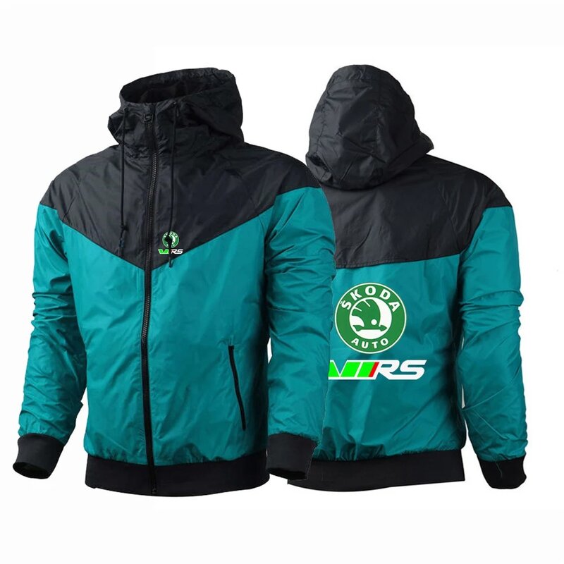 스코다 Rs Vrs 모터스포츠 그래픽 레이싱 남성 캐주얼 얇은 5 색 바람막이, 패션 컬러 매칭 인쇄 코트