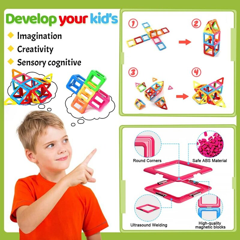 Bloques de construcción magnéticos fuertes para niños, imanes de gran tamaño, juguetes educativos para niños, juego de construcción de diseñador, regalos para niños
