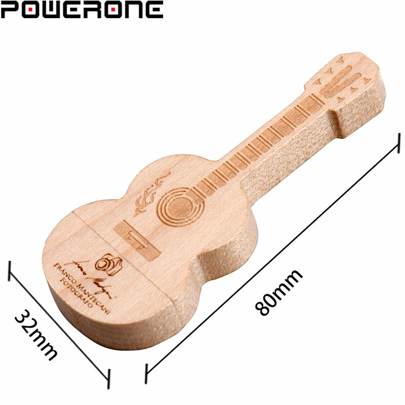 POWERONE USB 2.0 drewniane gitary w stylu pamięć Usb muzyka Pen Drive 4gb 16gb 32gb karta pamięci 64gb Pendrive darmowa własne Logo