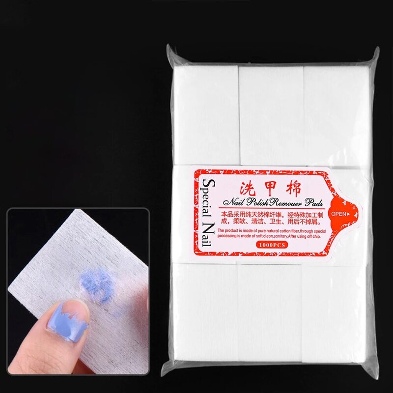1000Pcs Lint ฟรี Penghapus Kutek ผ้าฝ้ายผ้าเช็ดทำความสะอาดเล็บ UV เจล Remover กระดาษทำความสะอาด Pad เล็บทำความสะอาดเครื่องมือทำเล็บ * 20