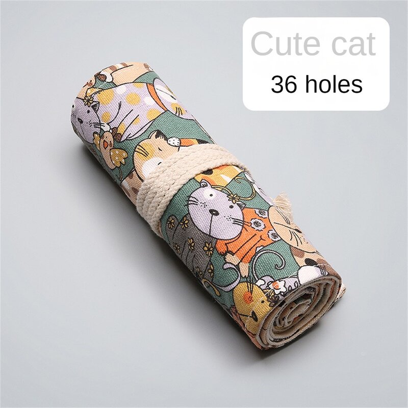 Stationery Box 12 Holes Canvas Material Save Space Has Many Uses Firm Thread Pencil Case Pen Holes Elastic Socket