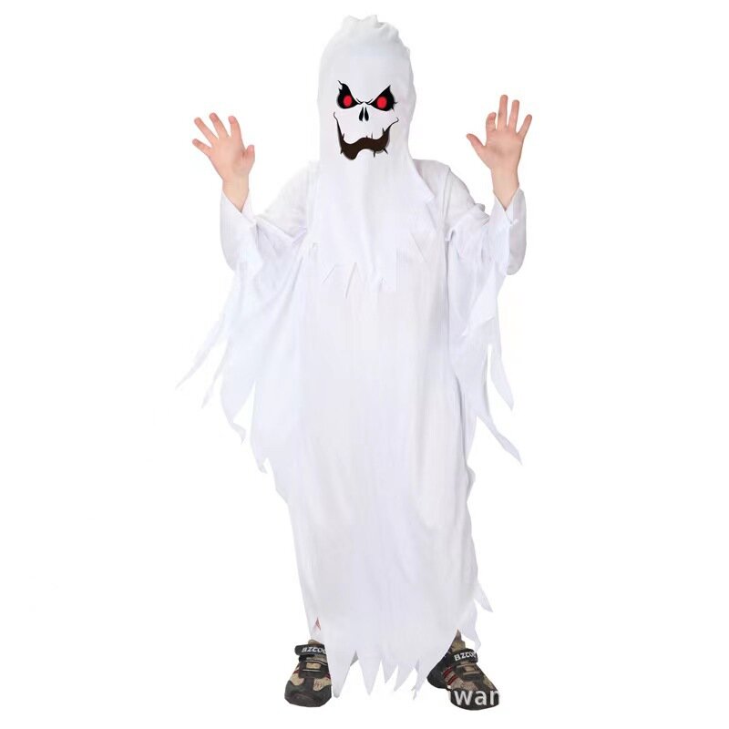 Disfraz de fantasma blanco para niños y niñas, traje de Cosplay de miedo para niños, actuación en escenario, fiesta de carnaval, traje de vestir
