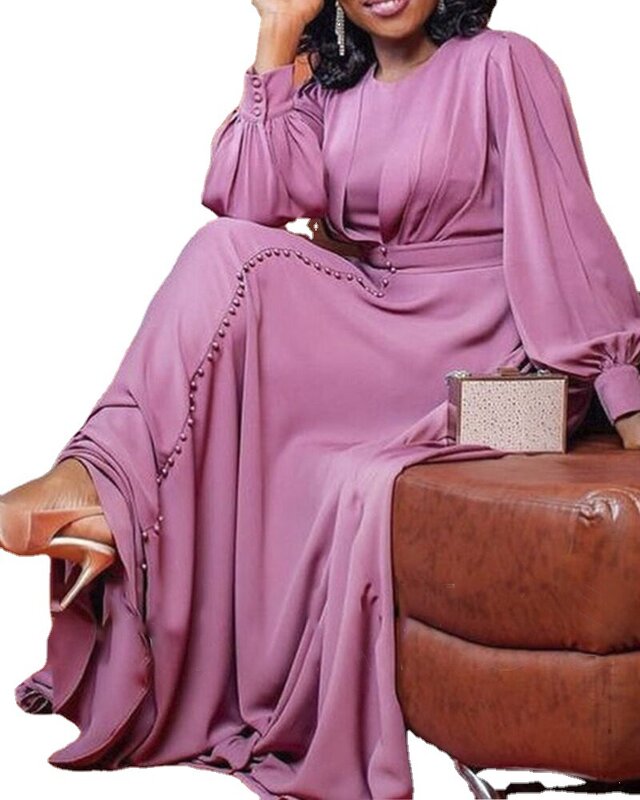 Vestido dashiki africano para mulheres, manga longa, colar redondo, longo, elegante, para festa de casamento, outono, 2023