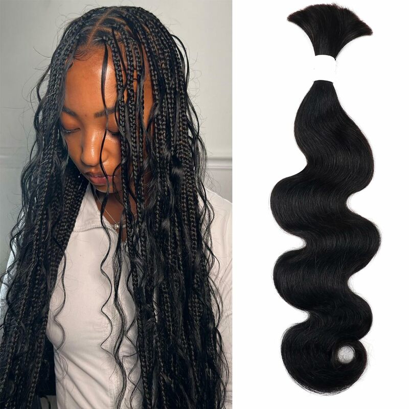 Rambut manusia jumlah besar gelombang tubuh untuk mengepang 50g tanpa kain kepang mikro rambut jumlah besar ekstensi kepang rambut manusia gelombang tubuh untuk mengepang