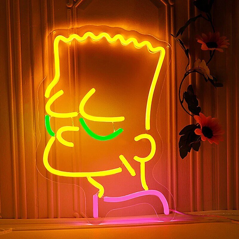 45cm niestandardowy Neon noc podświetlany znak, cartoon na imprezę Cosplay, Cartoon neon ,Flex Led niestandardowe żółte światło, wystrój pokoju Neon