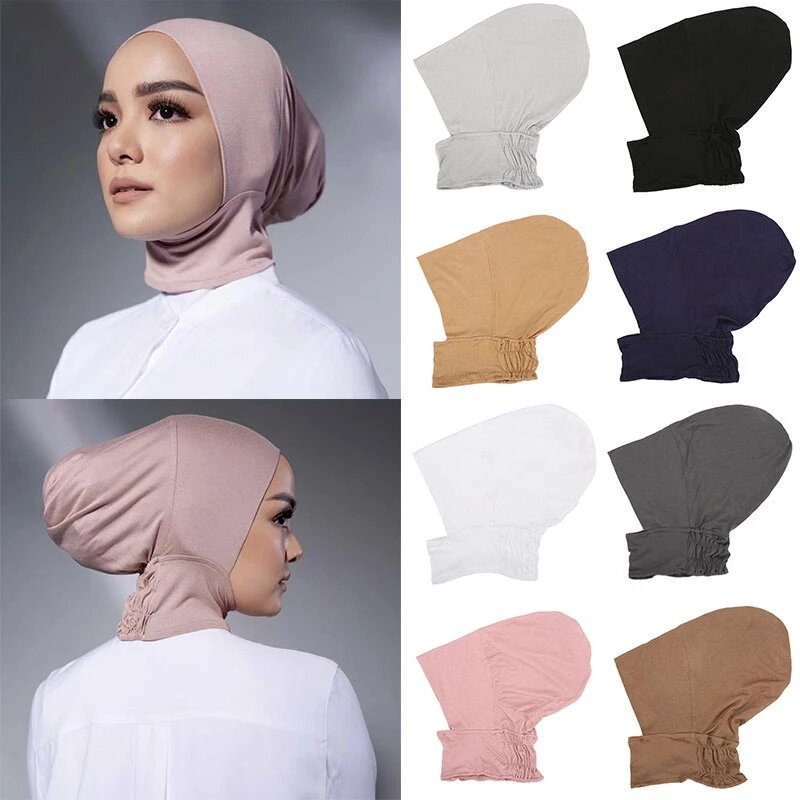 여성용 무슬림 히잡 이너 캡, 솔리드 언더스카프, 히잡 언더캡 스카프, 터번 모자, 이슬람 무슬림 히잡, 헤드 커버 착용 준비