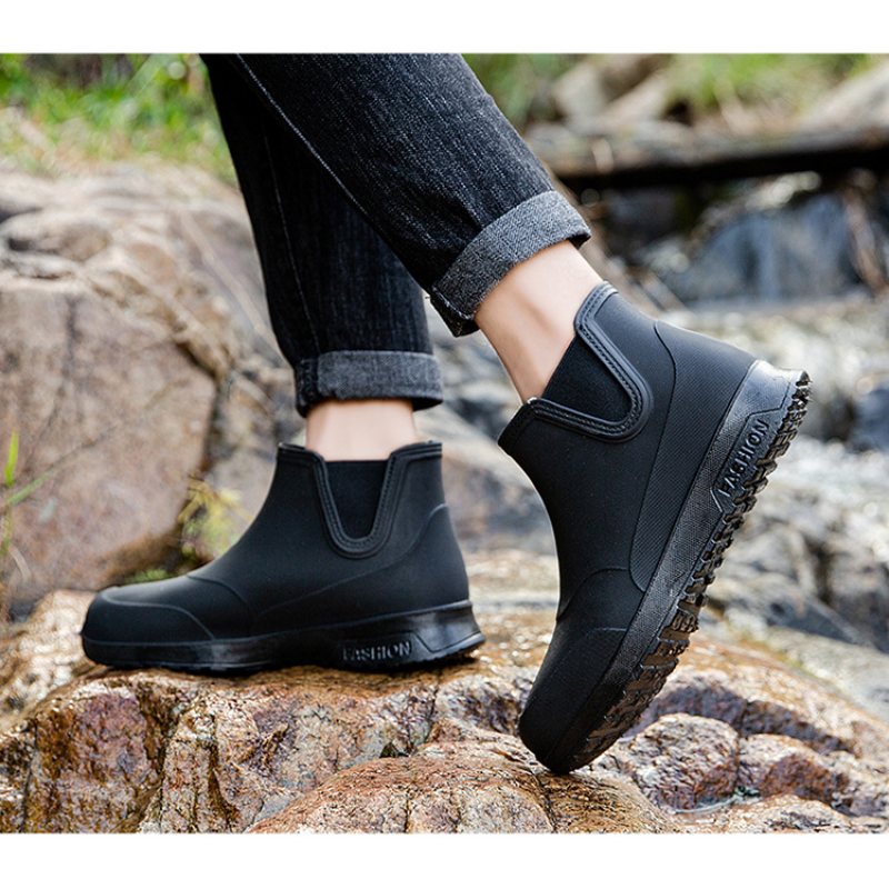 Zapatos de lluvia de goma para hombre, botines con plataforma, impermeables, otoño e invierno, 2022