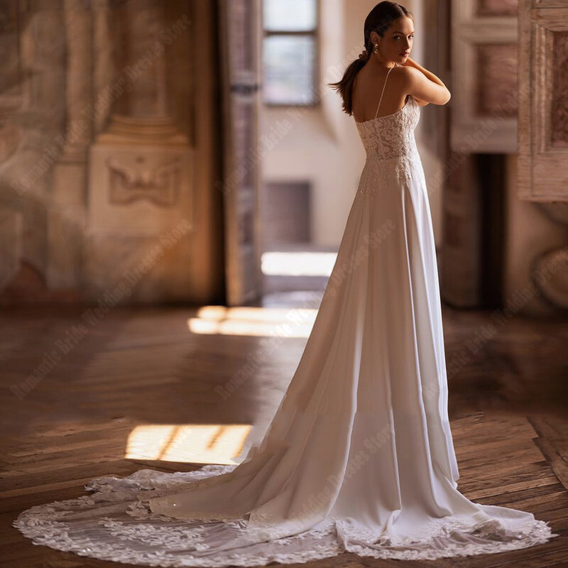 2024 Elegant Shining Tulle A-Line Wedding Dresses Fascinating Sexy Deep-V Neck Bridal Gowns Engagement Party Vestidos De Novias