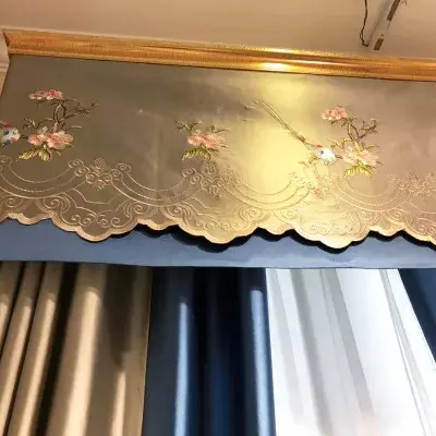 Tirai bordir presisi tinggi Tiongkok, tirai bordir kustom ruang tamu kamar tidur