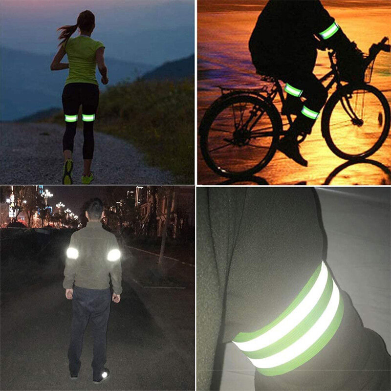 Bandas elásticas reflexivas para jogging noturno Fita refletora de segurança, pulseira, correias para tornozelo e perna, caminhada e corrida, crianças