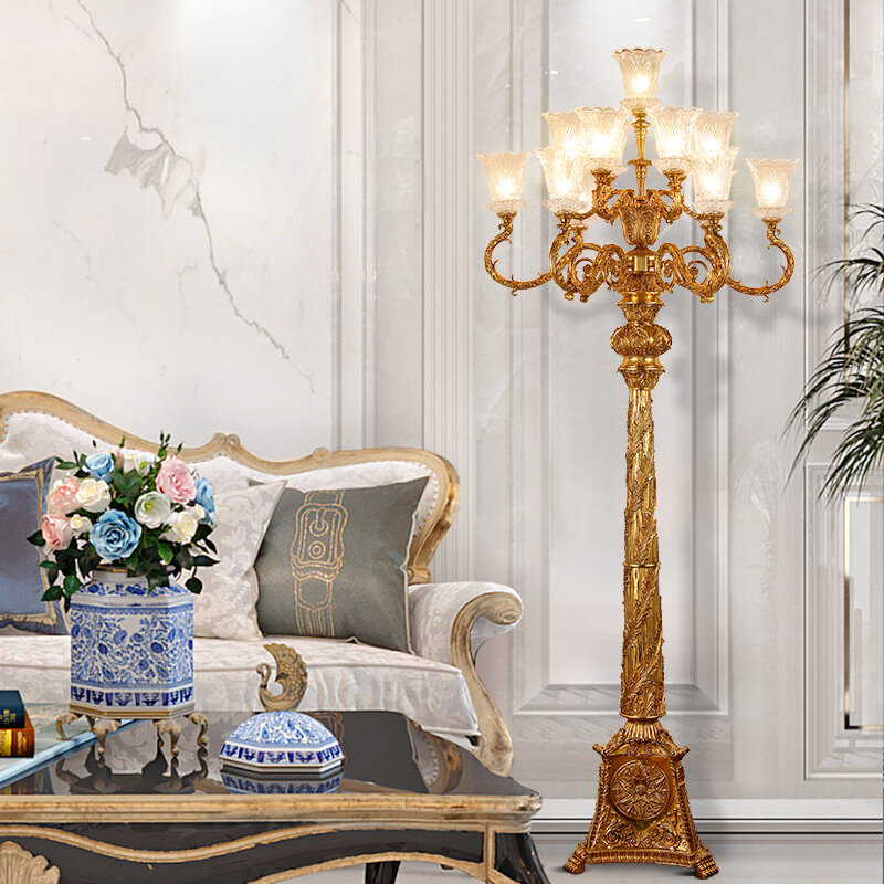 Französisch Stil Tisch Lampe Alle Kupfer Casting Wohnzimmer Lampe Europäischen Luxus Stil Villa Große Lobby Vintage Boden Lampe