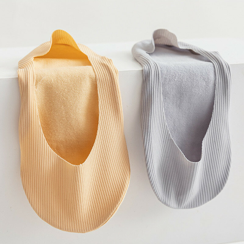 Chaussettes courtes antidérapantes en Silicone pour femmes, lot de 4 paires, invisibles, en coton, respirantes, de couleur unie, pour filles, été 2022