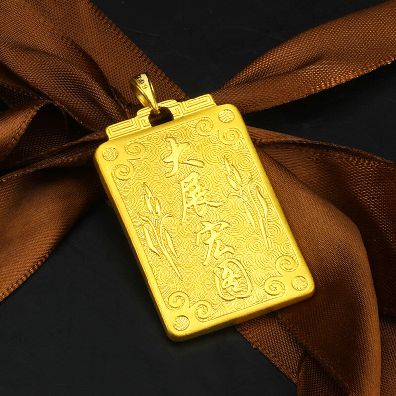 Colgante de oro Real de 24K para hombre, colgante Unisex, nunca se decolora, del mismo Color, interior y exterior, muestra grande que el Águila Extiende sus alas, 100%