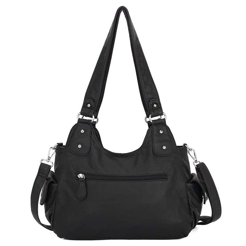 Angelkiss Women Handbags Vintage PU Shoulder Bag Satchel Top-handle Large Dumpling Pack Multi-pockets Shoulder Bags Wellet