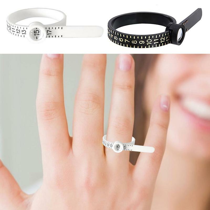 Alat ukur ukuran cincin jari, alat ukur cincin jari ukuran US 1-17 alat perhiasan ukuran US dengan jendela berkaca