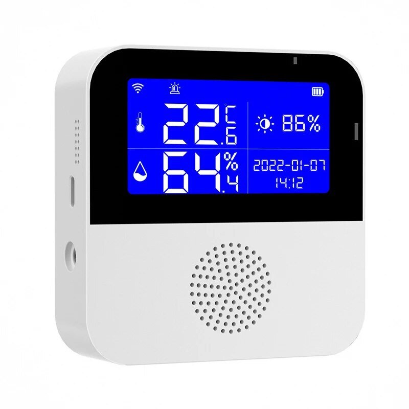 투야 스마트 홈 와이파이 온도 습도 센서 알람, 실내 실외 습도계 온도계 감지기, 알렉사 구글 홈 지지대