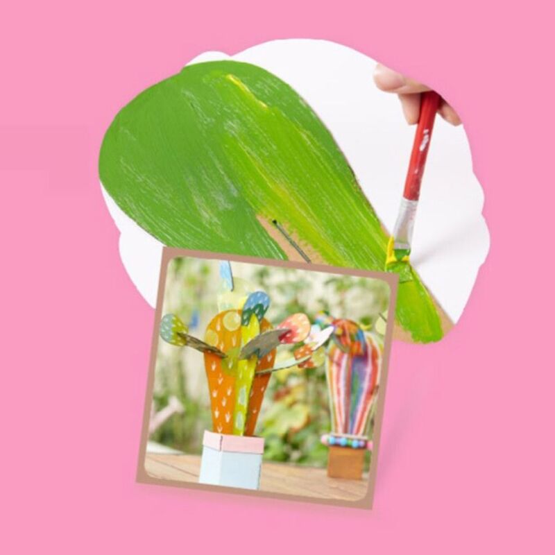 Cactus Art Painting Toys Educative Paper 3D Puzzle Card Handmade DIY Arts and Crafts Toys Kindergarten
