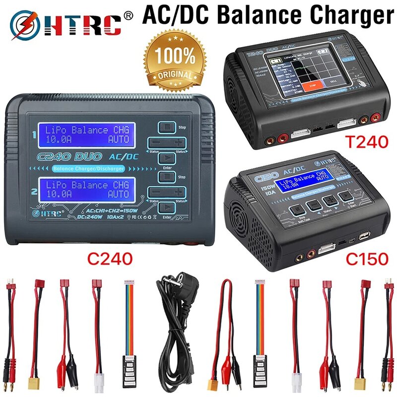 Htrc Acculader Rc Charger T240 C240 C150 Lipo Battery Charger Ac/Dc Dual Rc Charger Batterij Ontlader 1-15S