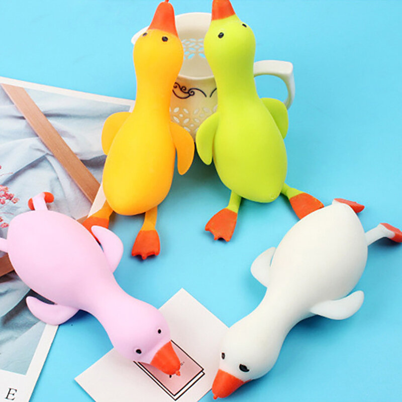 Duck Shape Pressure Relief Toy, salto e descompressão, desenhos animados brancos, Lala Duck, Z30, 1pc
