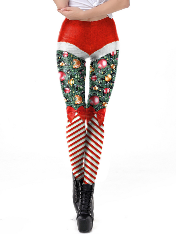 Nadanbao-Leggings femininas estampadas de Natal, calças elásticas de cintura média, calças compridas, calças engraçadas, festa, moda