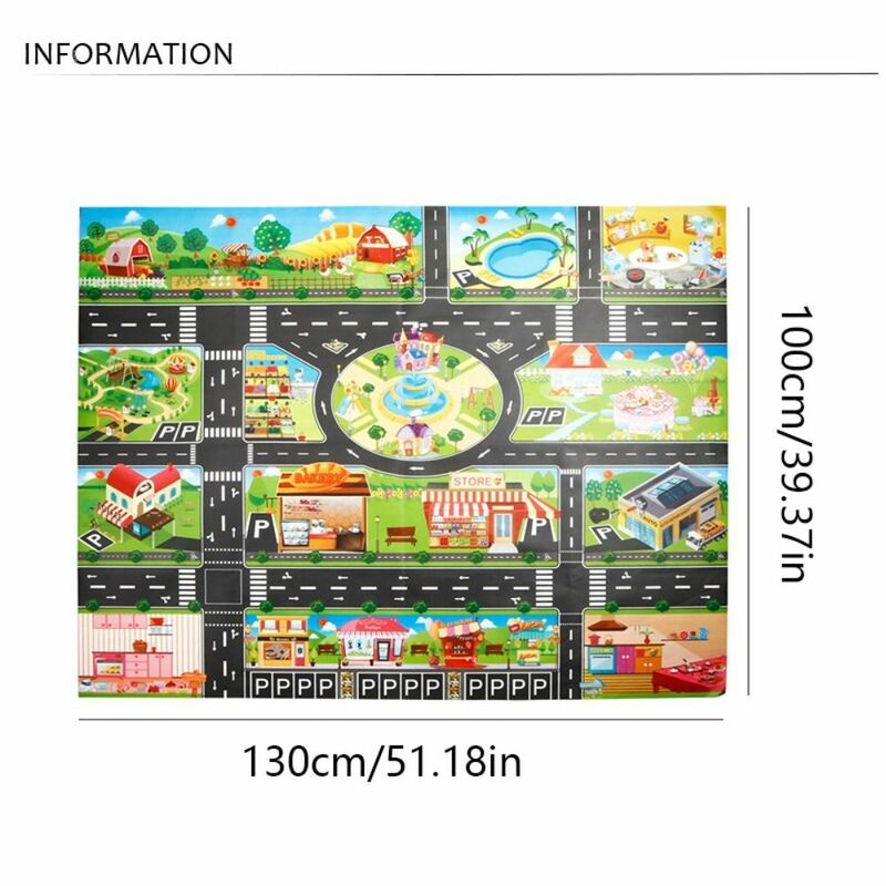 Funny Learning Teaching Aids Signpost Soft Educational Road Play Game Carpet Baby Playing Mat Car Parking Mat City Traffic Map