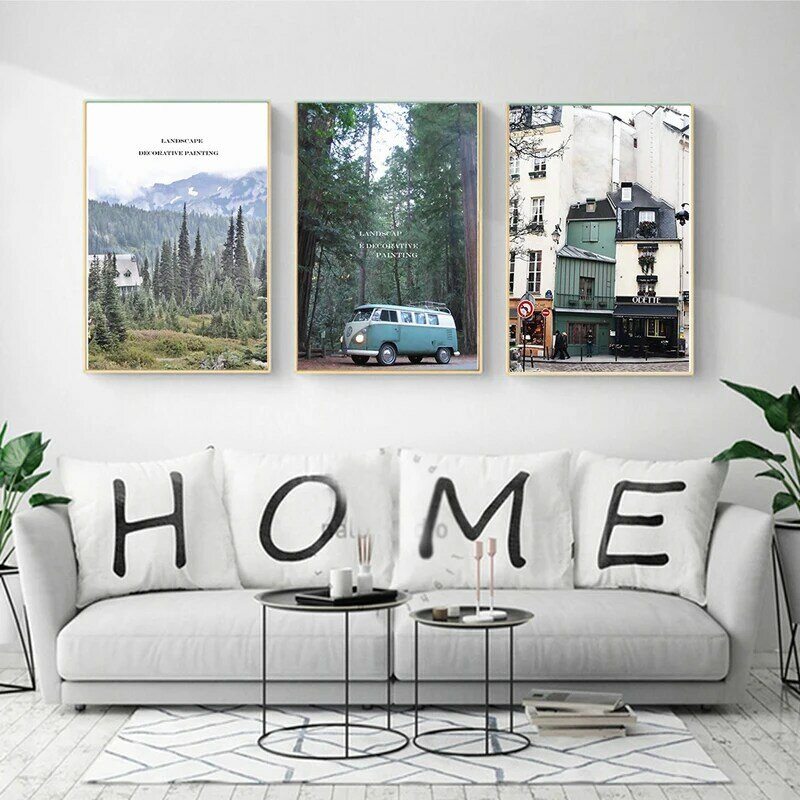 Carteles creativos de paisaje de arquitectura Simple nórdica, CanvasPainting, imágenes impresas artísticas para pared, sala de estar, decoración del hogar