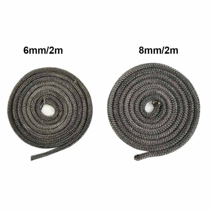 Stove Fire Rope Black Wood Burning Stove 6mm 8mmm 2m Length Log Burner Door Seal High Temperature Stove Heating Fireplaces Parts