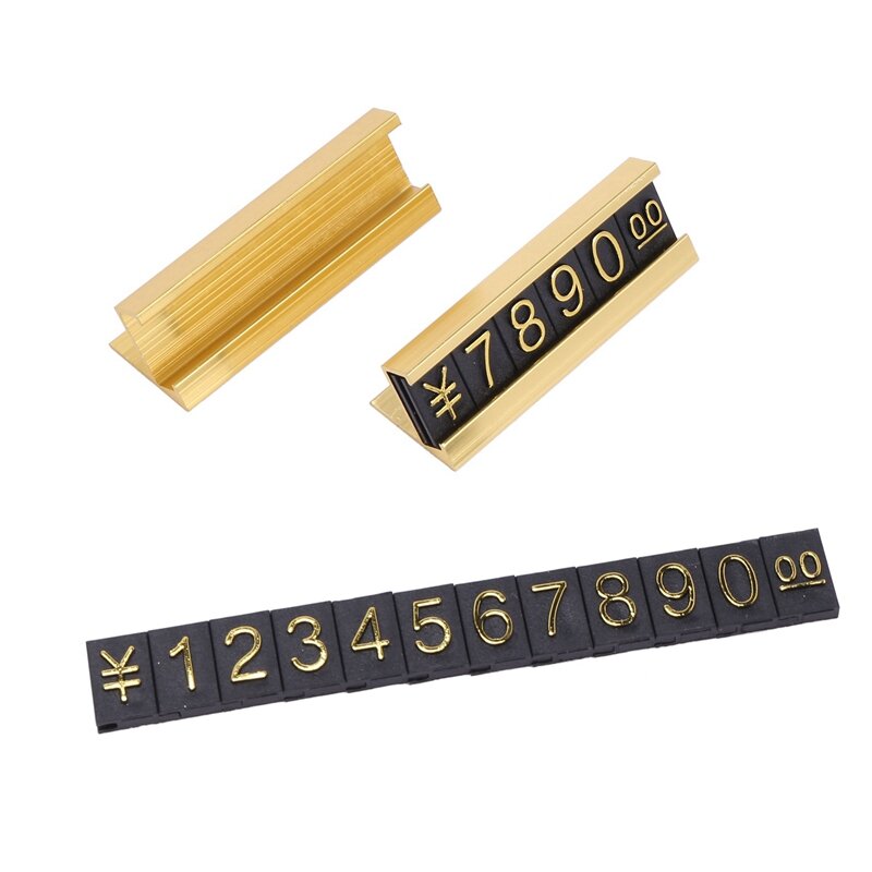 10X 19 Groups Gold-Tone Metal, Arabic Numerals Together Price Tags