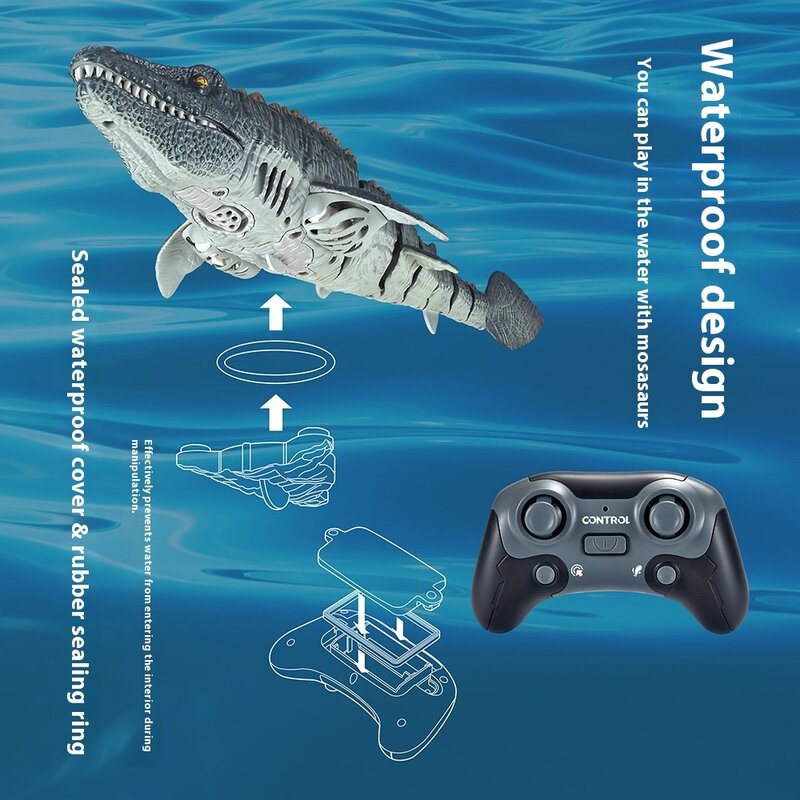 2.4g ricarica Wireless telecomando simulazione dinosauro spruzzo d'acqua squalo altalena Canglong ragazzi bambini giocattoli d'acqua