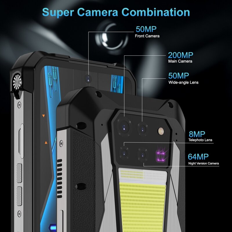 Unihertz-teléfono inteligente Tank 3 Pro 8849, dispositivo resistente al agua con proyector, 5G, 6,79 pulgadas, 32/ 36GB, 512GB, 23800mAh, 120W, cámara de 200MP, NFC