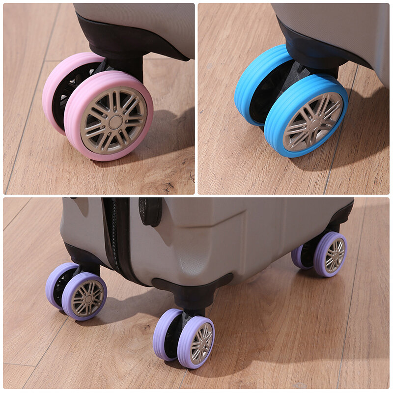 Pelindung Roda bagasi, 4 buah pelindung roda silikon sepatu kastor koper perjalanan mengurangi kebisingan pelindung roda aksesoris penutup