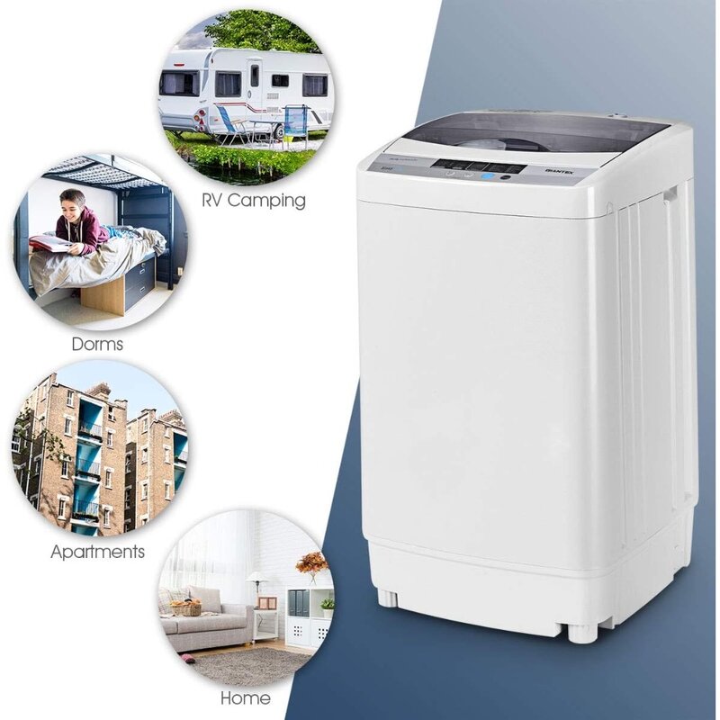 Máquina de lavar totalmente automática com display LED, portátil, 10 programas, 8 seleções nível água