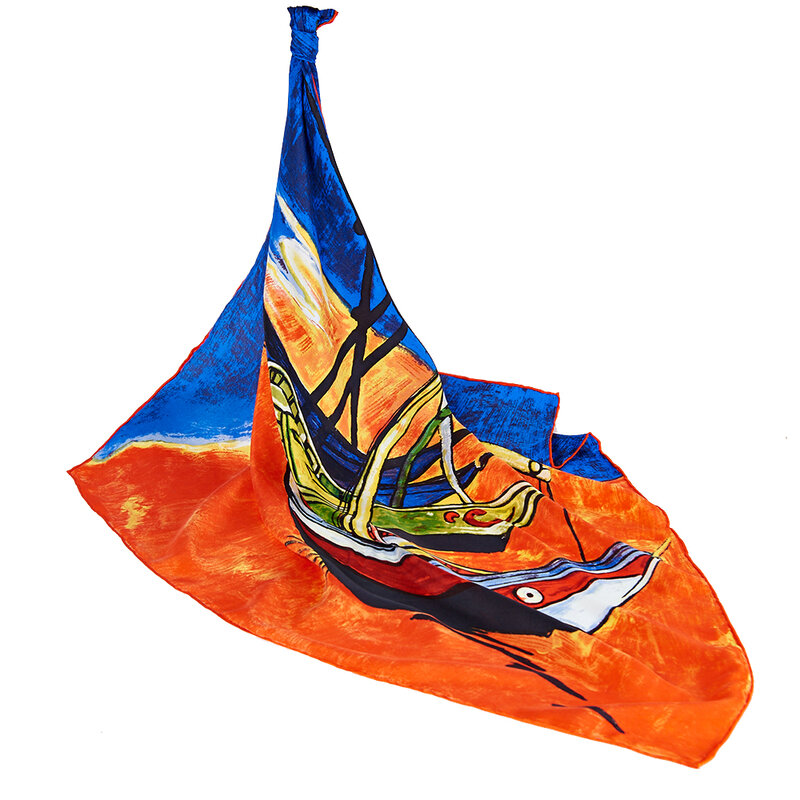 CISULI – foulard carré 100% soie mûre Satin, 90cm, écharpe de tête carrée imprimée, motif de peinture à l'huile