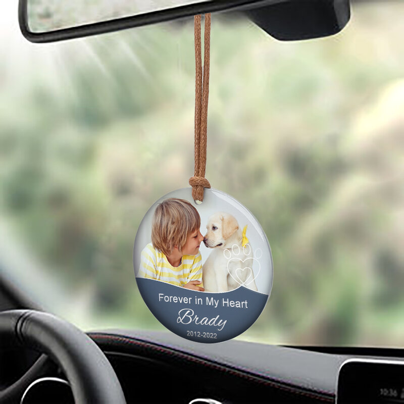 Criativo pingente de carro foto pingente auto pendurado ornamentos interior espelho retrovisor decoração amor família pet fotos presentes natal