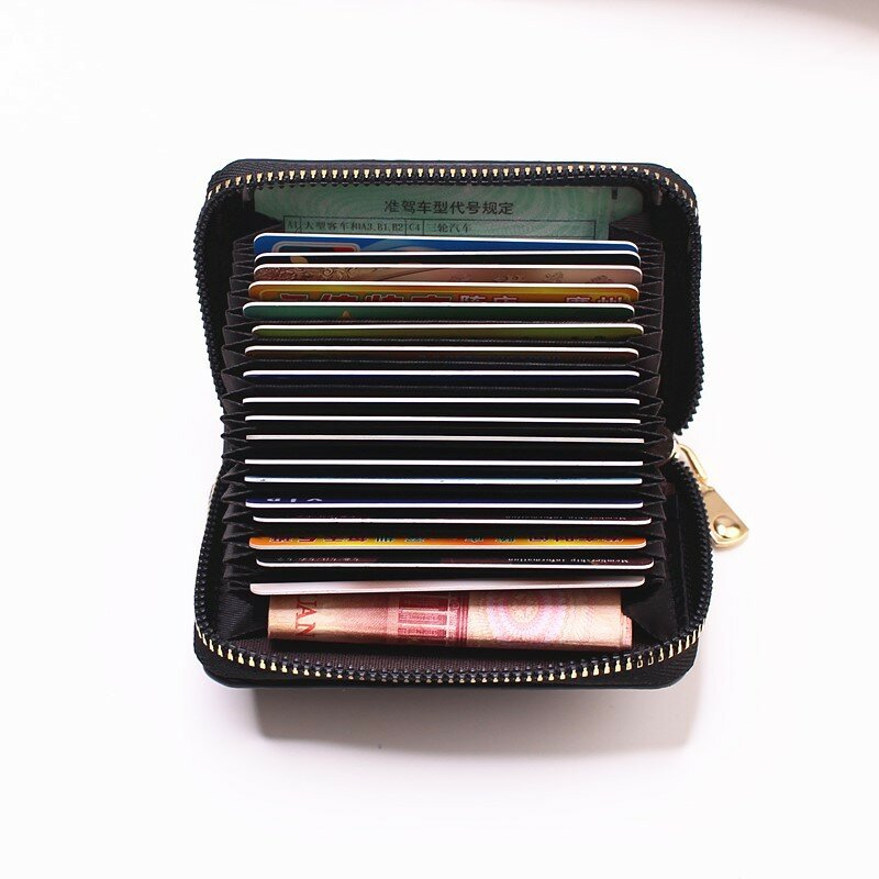 Dompet tempat kartu bisnis wanita/pria Bank abu-abu/ID/tempat kartu kredit 20 mata dompet kartu kulit PU melindungi casing dompet koin