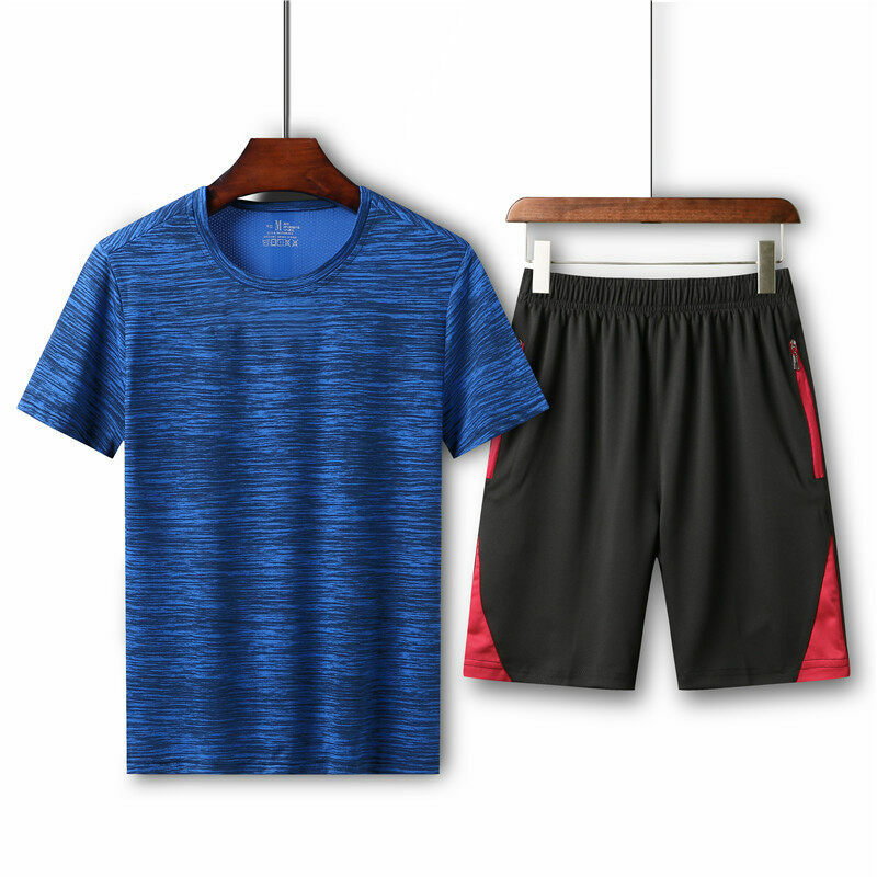 Men's Summer Short Sleeved Round Neck T-shirt Quick Drying 5/4 Drawstring Shorts Casual Sports Printable DIY Size 6-7X