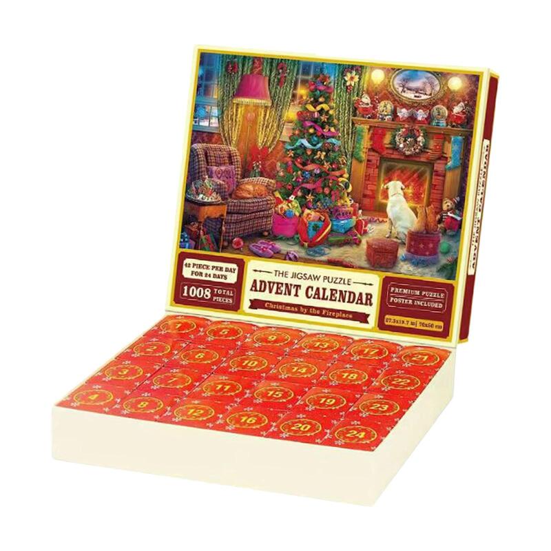 1008 sztuk świątecznych puzzli kalendarz adwentowy 2023 Puzzle Jigsaw dla dzieci dla dorosłych dziewcząt chłopiec prezent wyjątkowy prezent