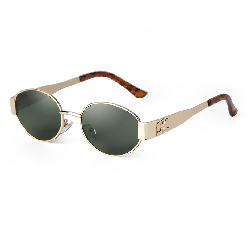 Retro Metal Frame Oval Sunglasses for Women Men Brand Designer Driving Aviation Male Shades Lens Luxury Small Sun Glasses UV400
