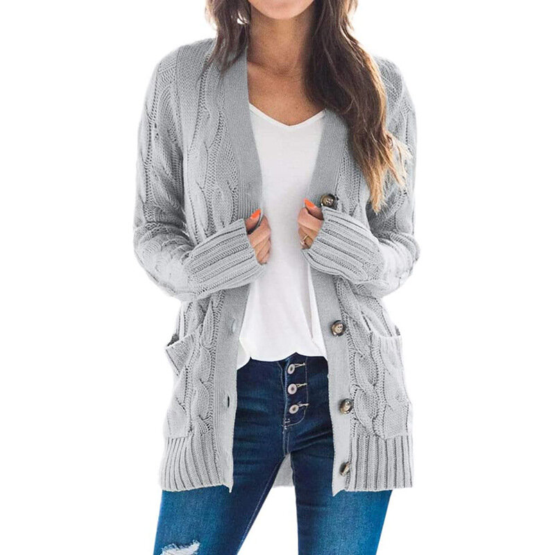 VOLALO 여성용 니트 스웨터, 긴 소매 단추 가디건, 캐주얼 코트, 가을, 2024