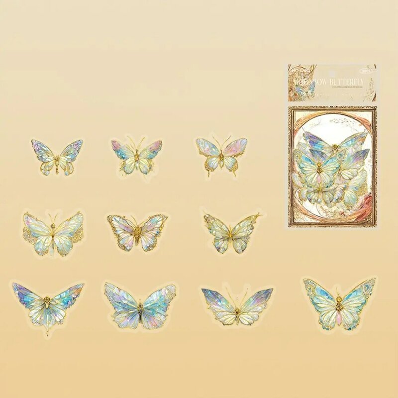 Stiker kupu-kupu Laser kristal es buatan tangan stiker kolase kupu-kupu dekoratif kerajinan DIY Retro Album buku harian estetika hewan peliharaan