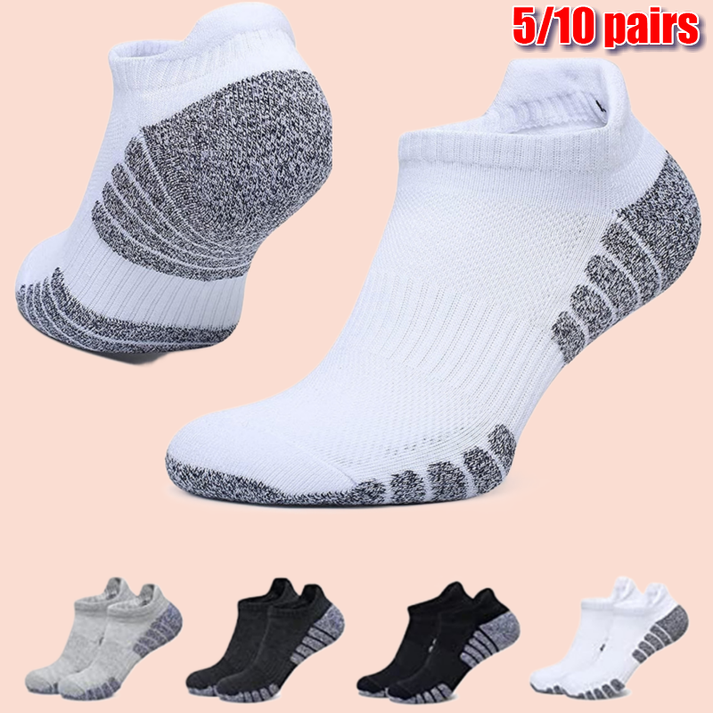 Não-Slip respirável Sports Socks, Low Cut Socks, Engrossado Toalha Inferior, Mesh Boat Socks, Alta Qualidade, 5 Pares, 10 Pares