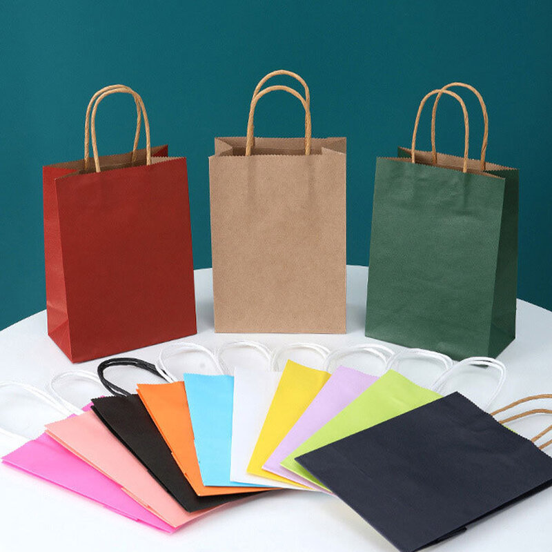 Bolsas de papel Kraft con asas para fiestas y eventos, gran variedad de usos, Color disponible