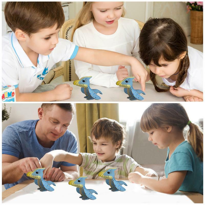 교육용 몬테소리 동물 빌딩 블록 학습 DIY 퍼즐 모델, 공룡 3D 종이 퍼즐 장난감, 6 + 소년 소녀