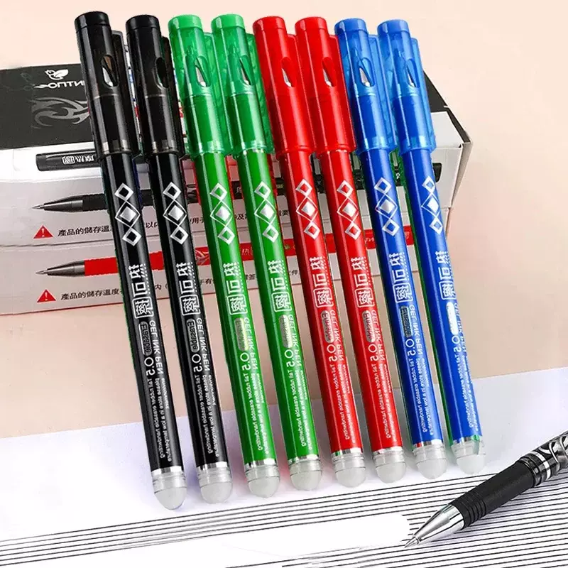 12pcs/set Large Capacity Creative Erasable Pen 0.5mm Multi-color Ink Writing Exam Neutral Pen School Office Stationery Supplies