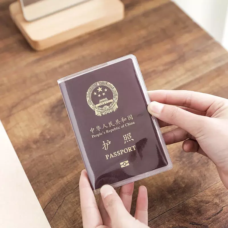 เคสป้องกันซองใส่หนังสือเดินทางพีวีซีใสสำหรับเดินทาง, ที่คลุมหนังสือเดินทาง sampul kartu เครดิตสำหรับธุรกิจ