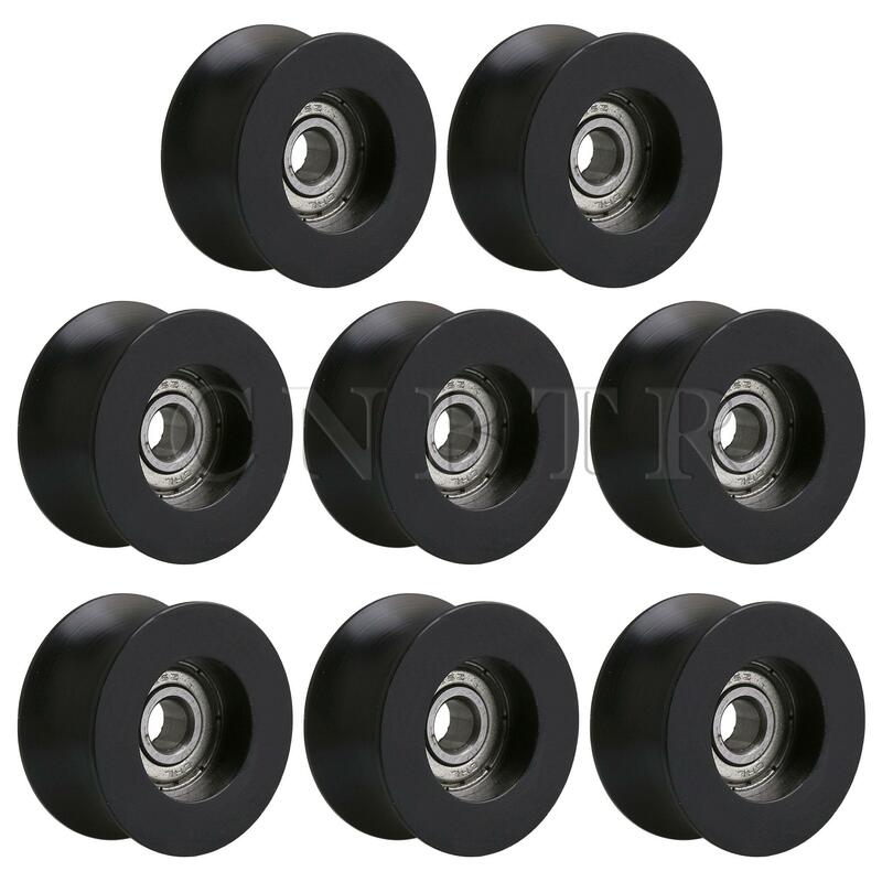 CNBTR-Rueda de rodillos de rodamiento, 8 piezas, negro, 5x25x13mm, tipo U, polea de nailon