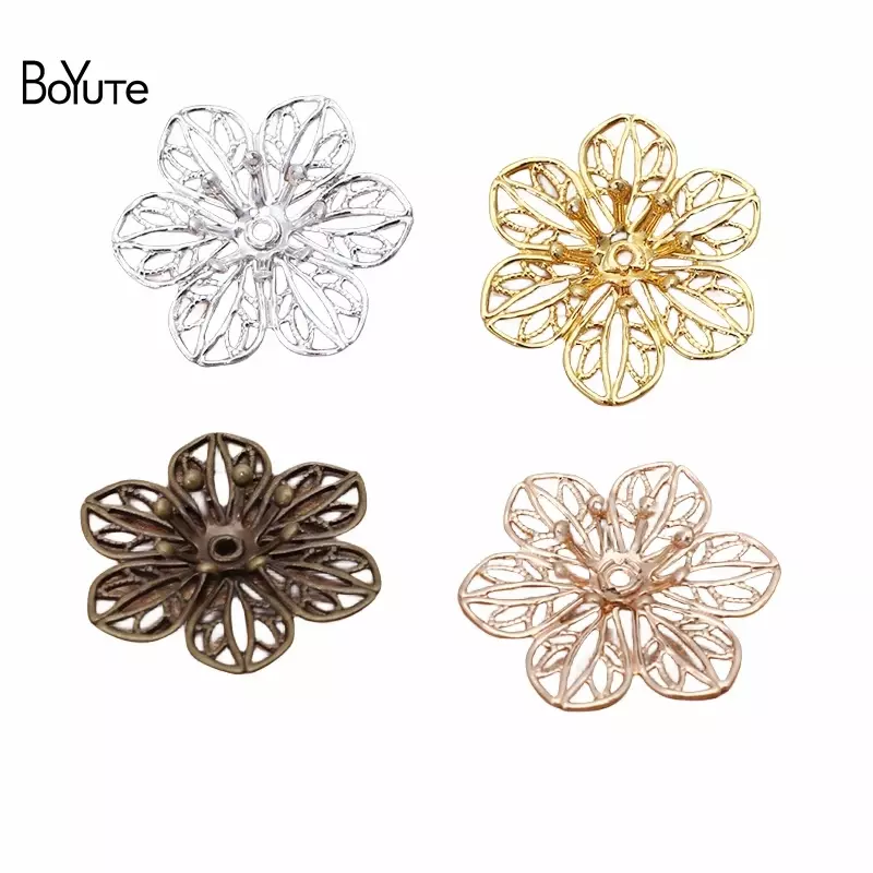 BoYuTe (50 Pieces/Lot) 20MM Metal Brass Filigree Flower Materials Handmade Diy Jewelry Accessories Wholesale