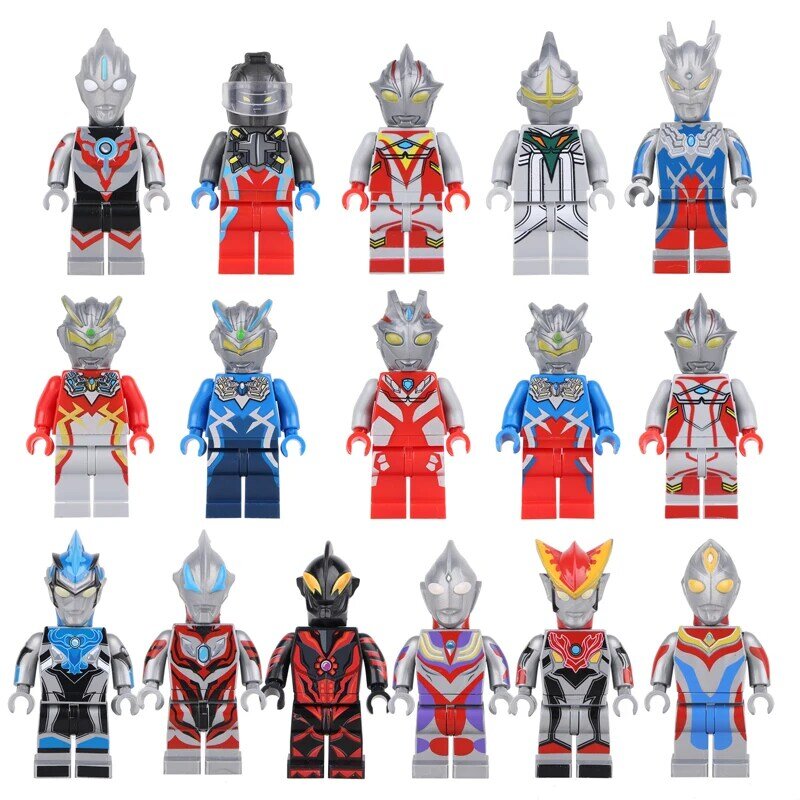 Ultraman Tiga Building Blocks Toy, Mini Action Figures, Filmes de Anime, Bonecas de Montagem, Presentes infantis, KK001, KK014, 30 estilos