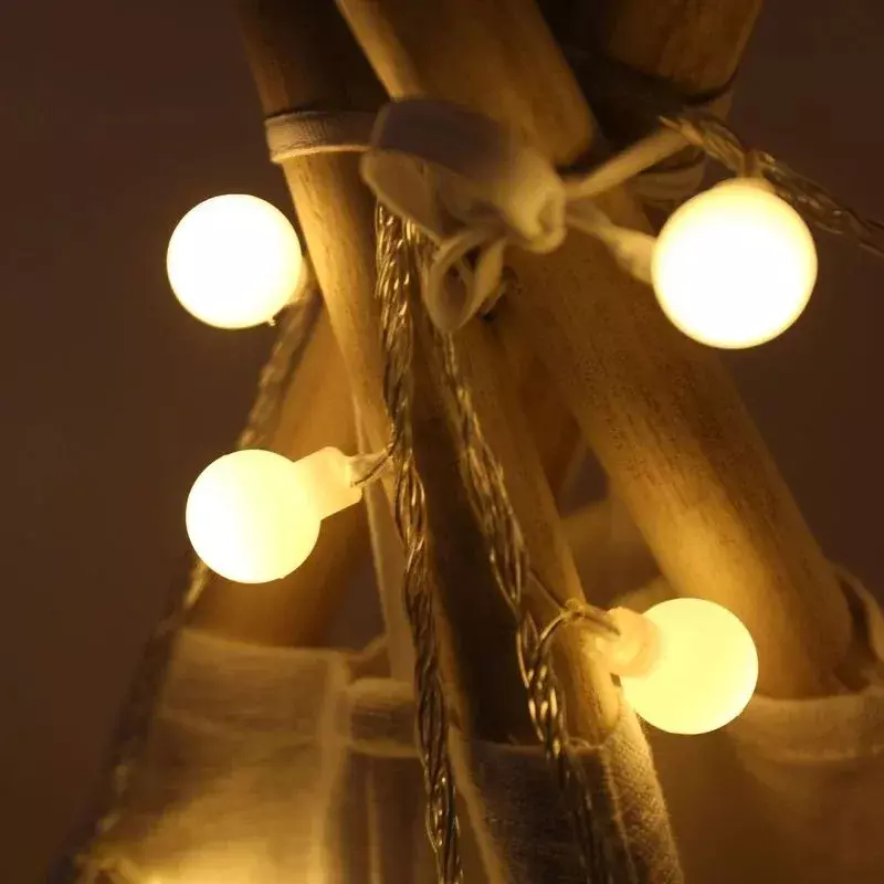 Lampu tali bola LED, lampu luar ruangan cahaya USB atau bertenaga baterai, lampu peri pohon Natal karangan bunga 3M 10M untuk dekorasi rumah pernikahan